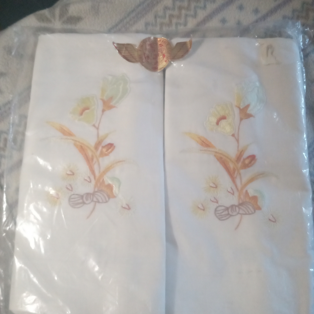 Floral Hand Embroidered Pillowcase Set- (2)